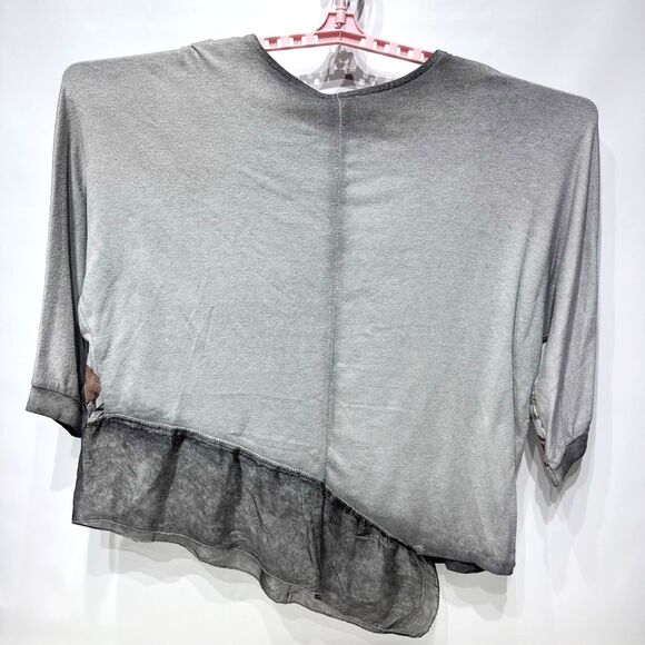 NWT Belle France Oversize Asymmetric Gray Floral Sweater Top Italy Made Women XL - Picture 4 of 13